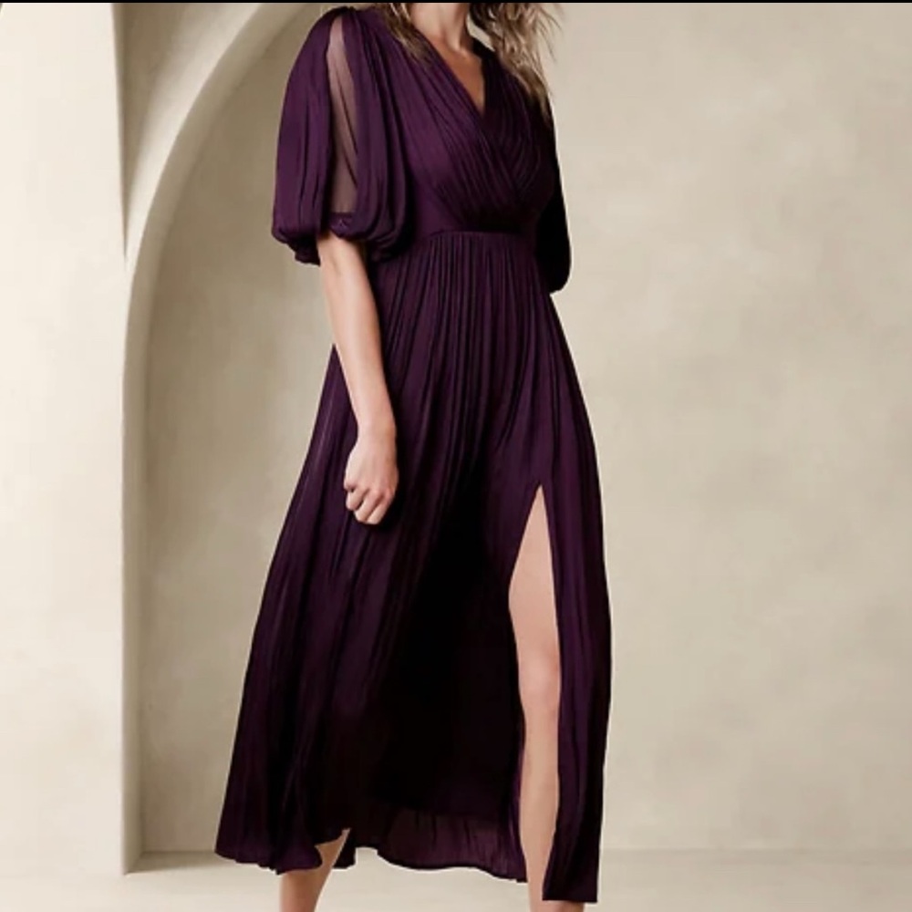 Banana Republic Elegant Evening Deep Purple Midi Dress 12